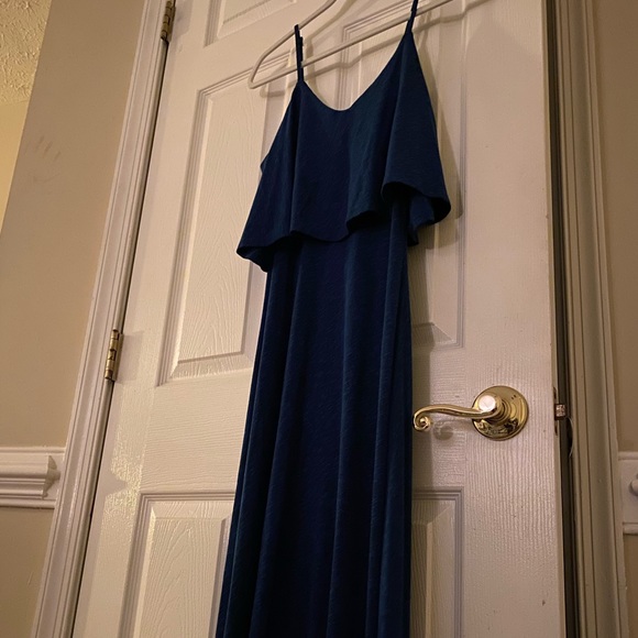 Blue Spaghetti Strap Layered High Low Maxi dress - Picture 5 of 5